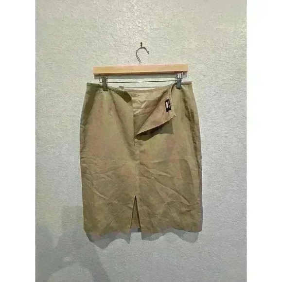 Tahari ASL Classics Beige Rayon Linen Blend Career Pencil Skirt Size 10 - Picture 3 of 5